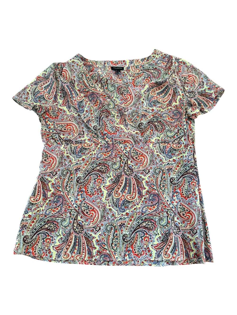 Talbots Paisley Print V-Neck Surplice Top Size 8